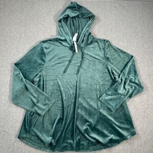 LIVI Lane Bryant Velour Long Sleeve Hoodie Womens 22/24 Emerald Green Lounge new